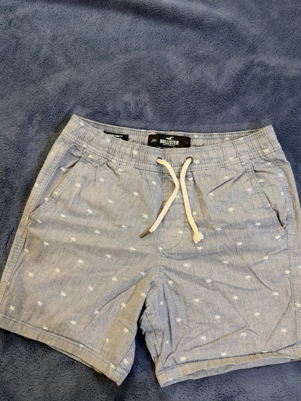 Hollister  women  Light Blue Palm-Print Elastic Waist Shorts